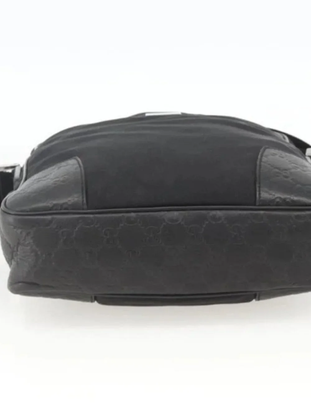 GUCCI GG Canvas Guccissima Shoulder Bag Leather Black Silver 162783 Auth bs34249